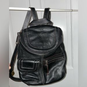 Tignanello Black Leather Backpack Purse